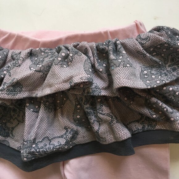Baby V Skirt Sz 3 Months Pink Gray Lace Tights Jersey Knit - Picture 4 of 11